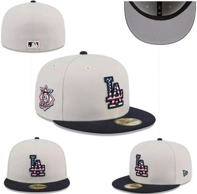 Los Angeles Dodgers White Navy Flat Brim Cap