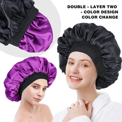 Adjustable Double-Layer Satin Hair Bonnet for Women