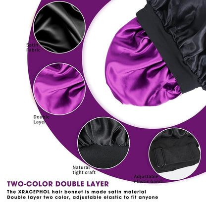 Adjustable Double-Layer Satin Hair Bonnet for Women