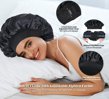 Adjustable Double-Layer Satin Hair Bonnet for Women