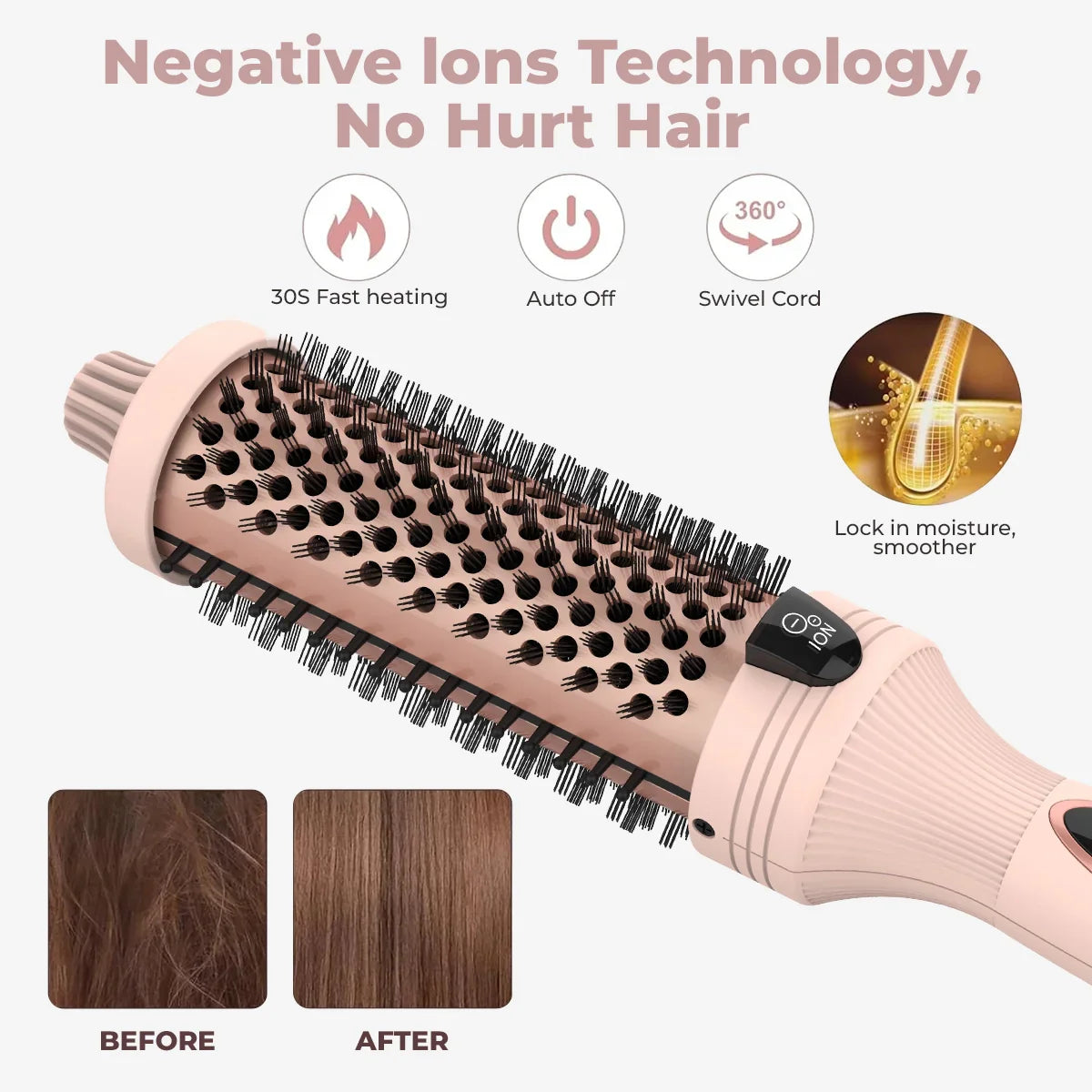 3-in-1 Negative Ion Two PTC Heaters Thermal Brush