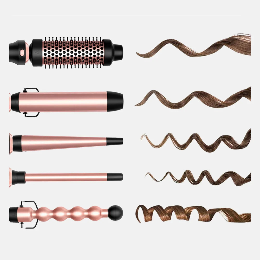 5-in-1 Professional Hair Styler Salon- Perfect Curls at Home in Minutes