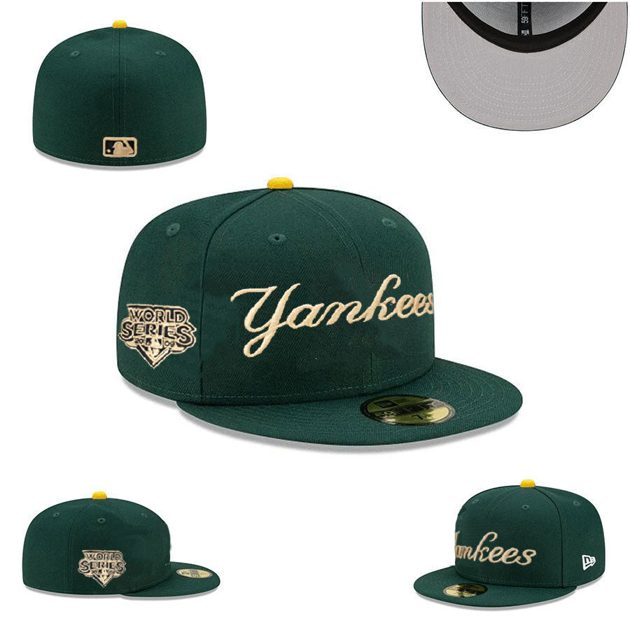 New York Yankees Green Gold Script Fitted Cap