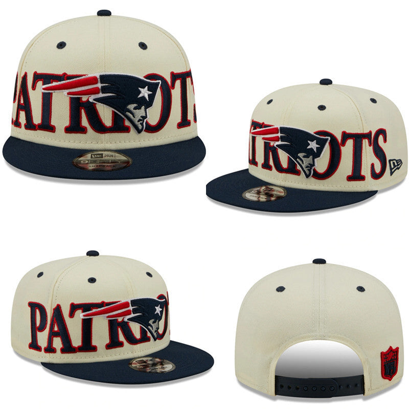 New England Patriots Cream/Navy NFL Sideline/Draft 2023 (estilo dois tons 9FIFTY Snapback