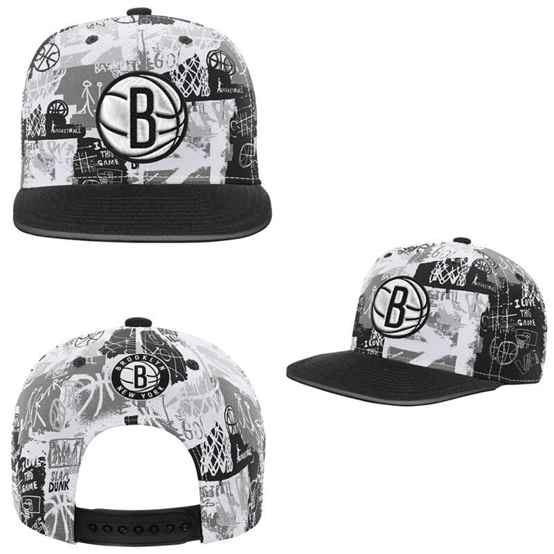 Brooklyn Nets White/Black Edition graffiti/street art estampa Snapback