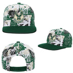 Milwaukee Bucks White/Green Green UV Edition graffiti/all-over print Snapback