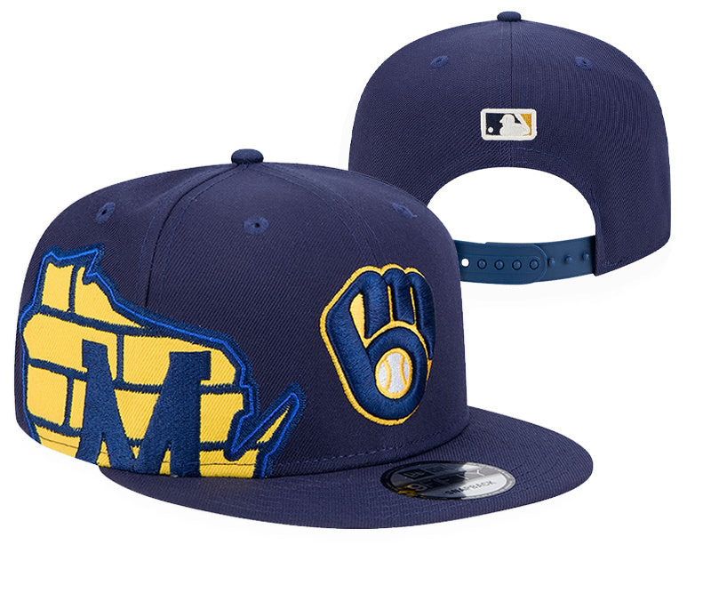 Milwaukee Brewers Navy/Yellow Sidepatch/Oversized Logo Edition 9FIFTY Snapback