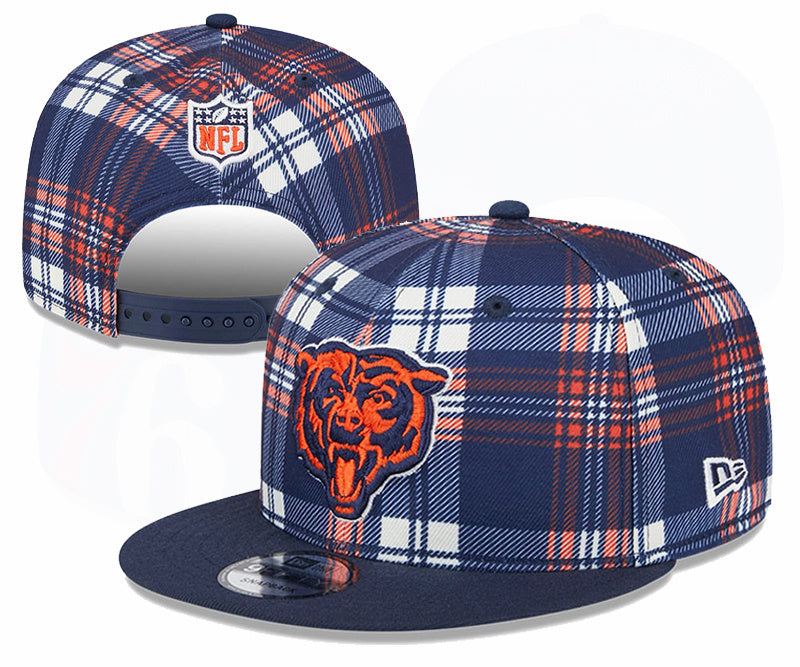 Chicago Bears Navy/Orange Plaid/Plaid Collection 9FIFTY Snapback
