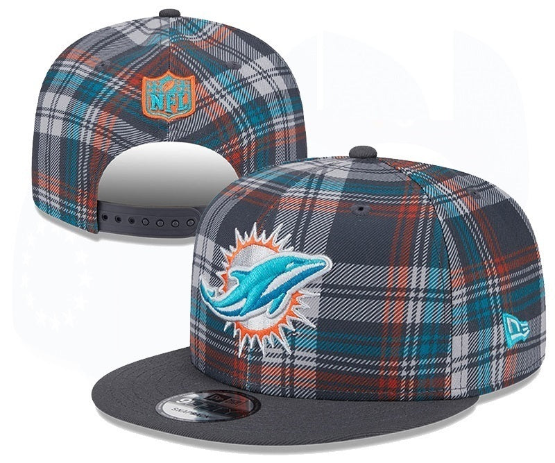 Miami Dolphins Multicolor Plaid (Gray, Blue, Orange)/Dark Gray Plaid/Plaid Edition 9FIFTY Snapback