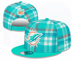 Miami Dolphins Turquoise/White Plaid/Plaid Collection 9FIFTY Snapback
