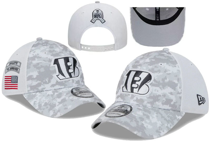 Cincinnati Bengals Gray Camo Digital/White Salute to Service 2024 39THIRTY Stretch Fit