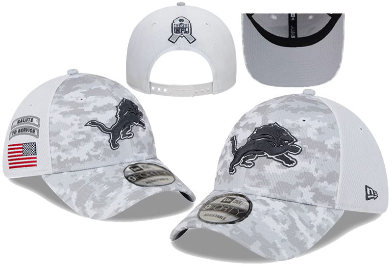 Detroit Lions Camo Gray Digital/White Salute to Service 9FORTY Adjustable