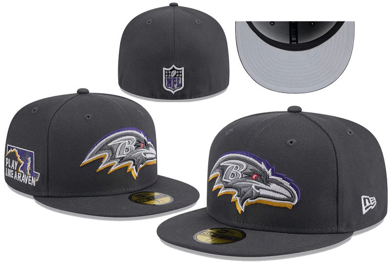 Baltimore Ravens Dark Gray/Purple Play Like A Raven - NFL Draft 2024 59FIFTY Fitted