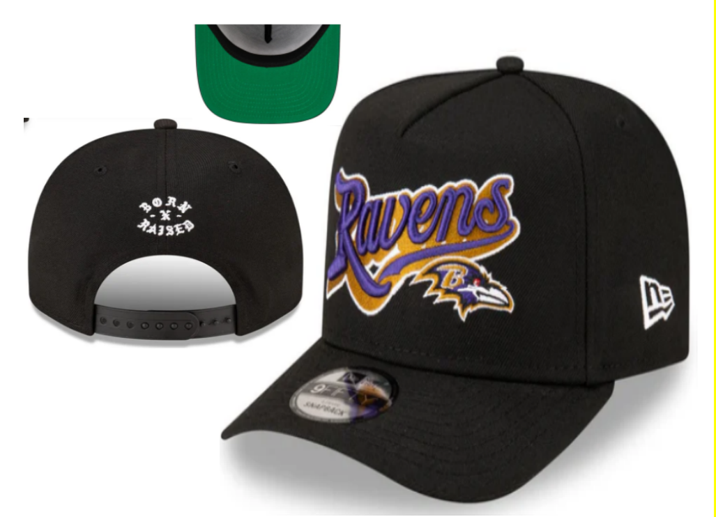 Baltimore Ravens Black/Purple Green UV Born x Raised x Baltimore Ravens Collaboration 9FORTY Adjustable