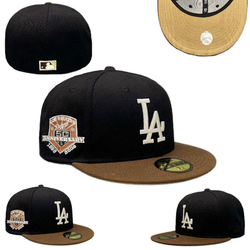 Los Angeles Dodgers Black/Brown/Caramel Los Angeles Dodgers 50th Anniversary 59FIFTY Fitted