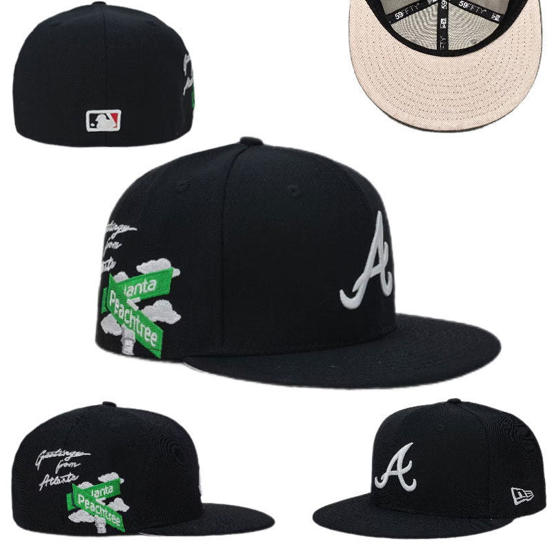 Atlanta Braves Black/White Greetings from Atlanta - City/Local Edition 59FIFTY Fitted