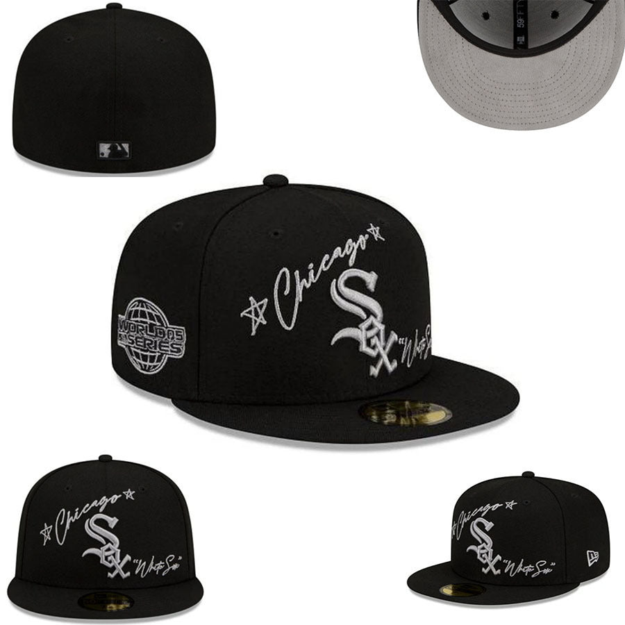 Chicago White Sox Black/White World Series Graffiti / Script Edition 59FIFTY Fitted