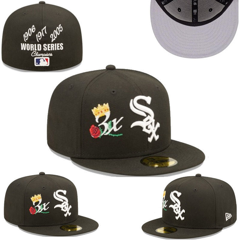 Chicago White Sox Black/White Chicago White Sox 3x World Series Champions 59FIFTY Fitted