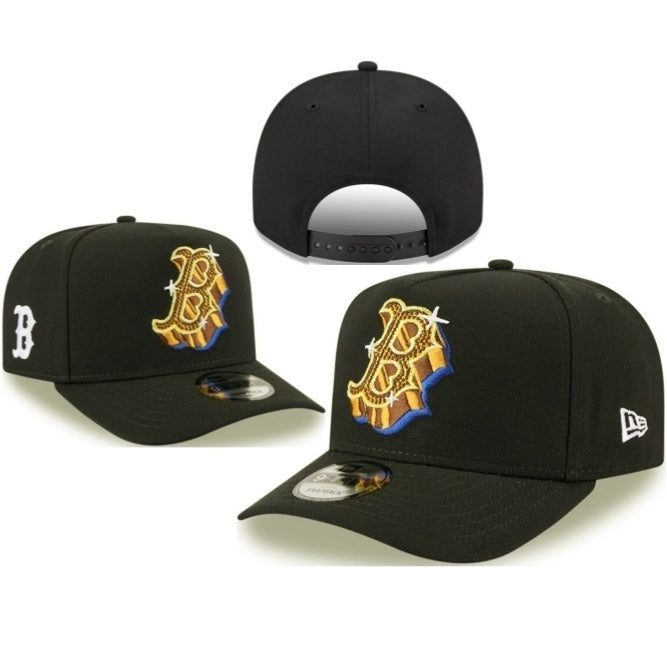 Boston Red Sox Black/Gold Gold Chain/Jewelry Pack Edition logo 9FORTY Adjustable