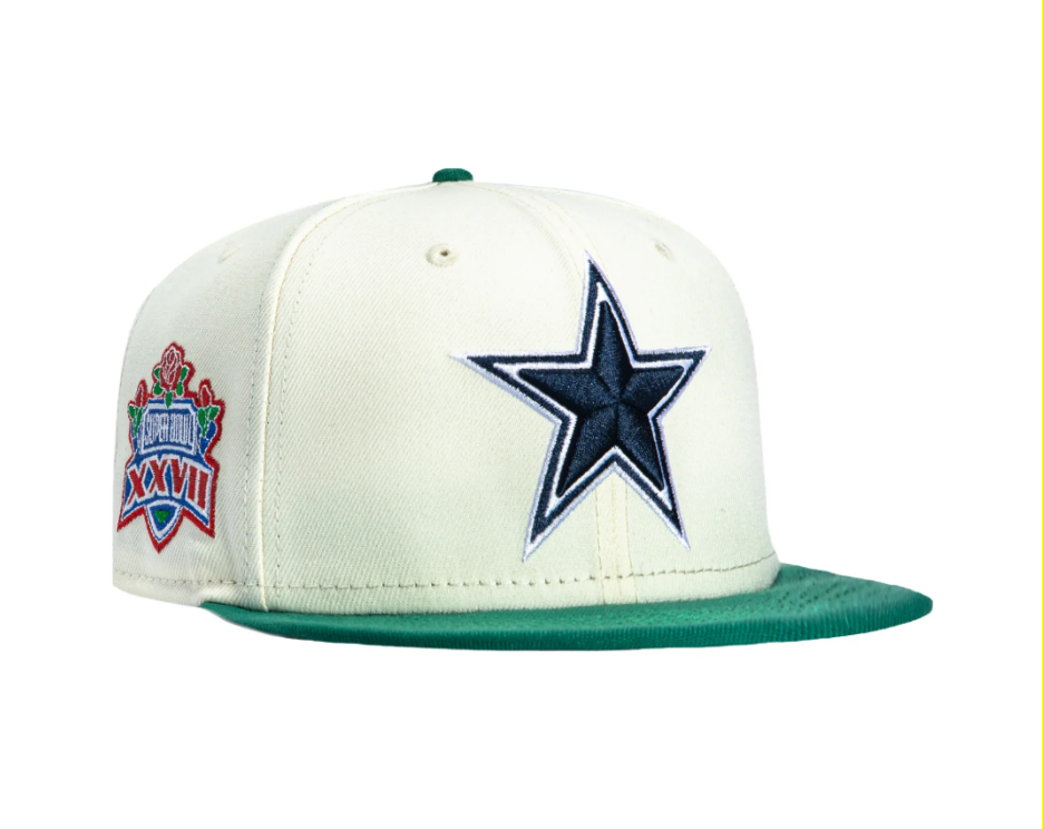 Dallas Cowboys Cream White/Green Super Bowl XXVII Commemorative 59FIFTY Fitted