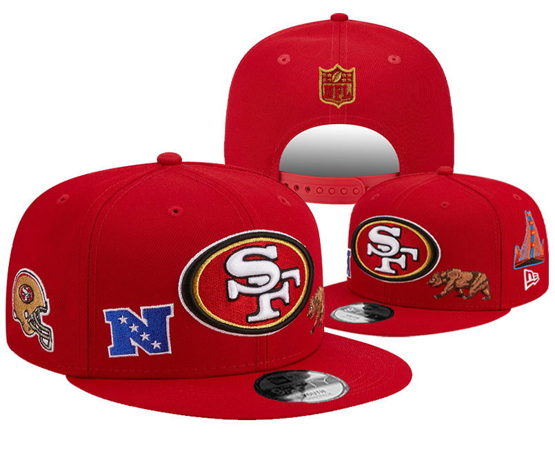San Francisco 49ers Red/Gold Identity/City Edition - múltiplos patches 9FIFTY Snapback