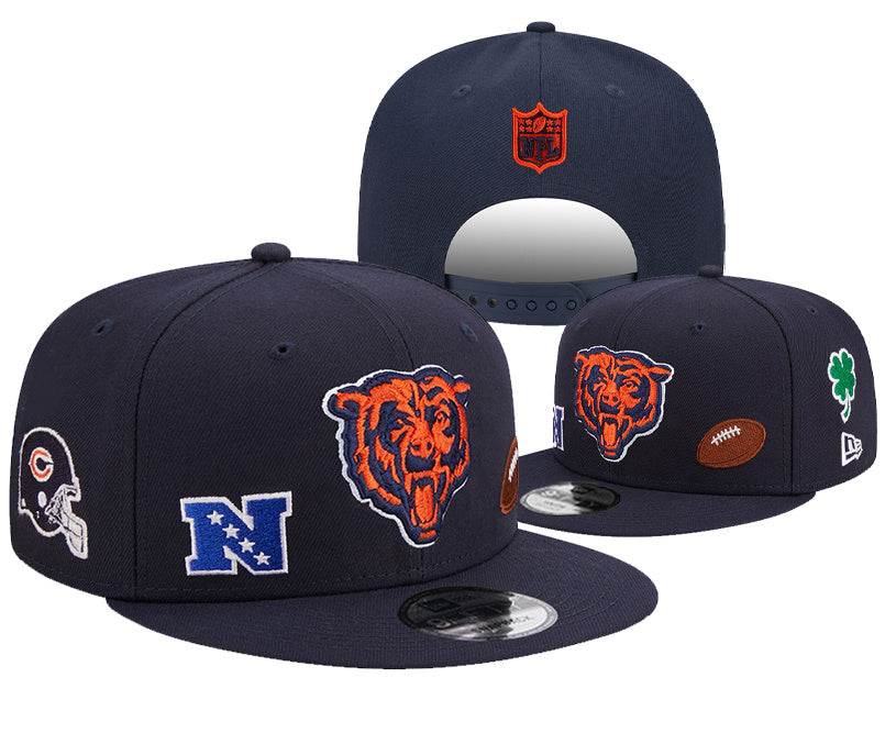 Chicago Bears Navy/Orange Identity/Elements Multi-Patch Edition 9FIFTY Snapback