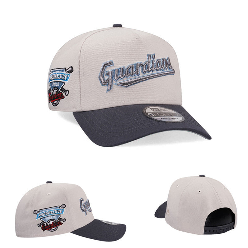 Cleveland Guardians Cream/Navy Progressive Field Commemorative Patch 9FORTY Adjustable