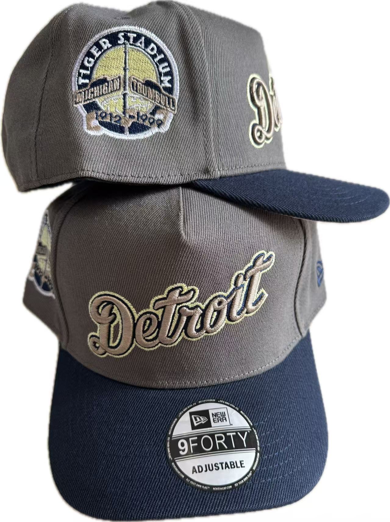 Detroit Tigers Gray/Navy Tiger Stadium Commemorative - Michigan & 9FORTY Adjustable