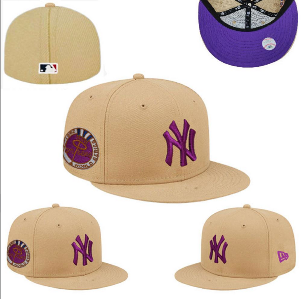 New York Yankees Cream Purple Side Patch Fitted Cap