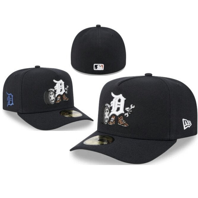 Detroit Tigers Black White Graphic Flat Brim Cap