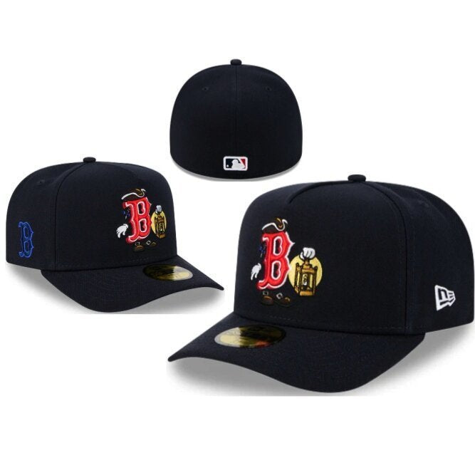 Boston Red Sox Black Gold Patch Flat Brim Cap