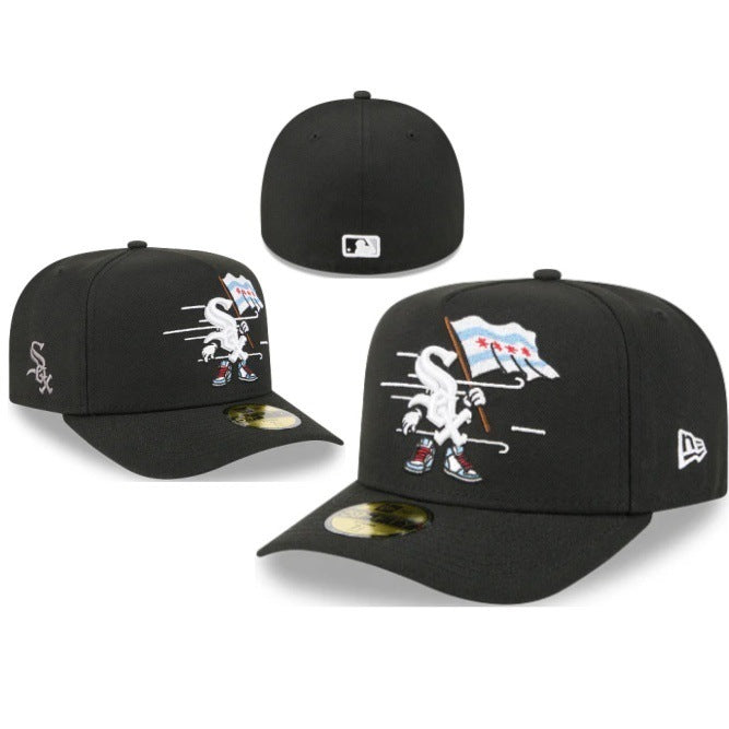 Chicago White Sox Black White Graphic Flat Brim Cap