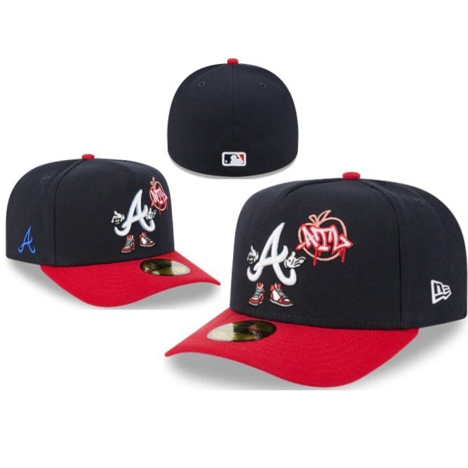 Atlanta Braves Black Red Graphic Flat Brim Cap