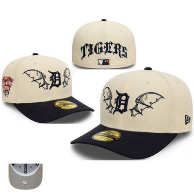 Detroit Tigers Cream Black Wing Logo Flat Brim Cap