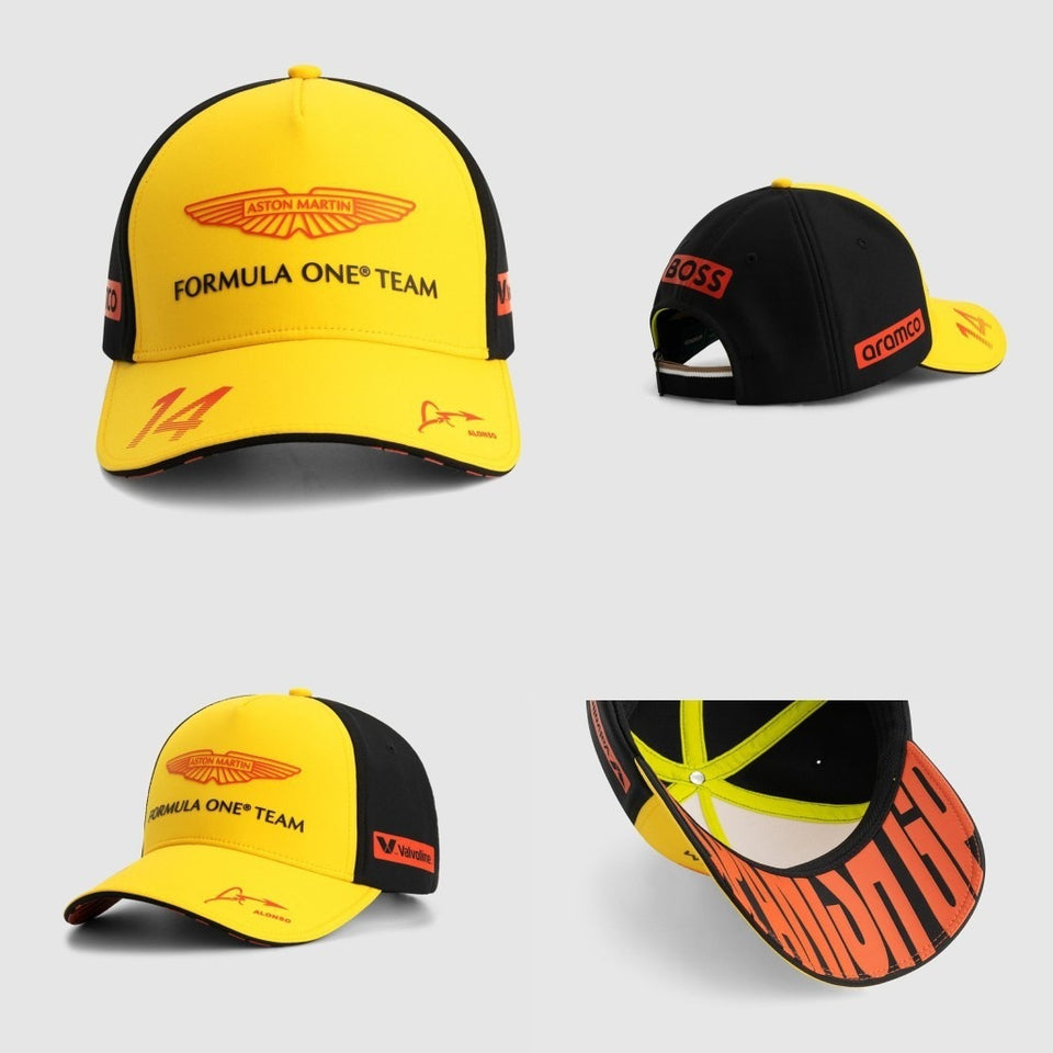 Aston Martin Fernando Alonso 14 Yellow Black Cap