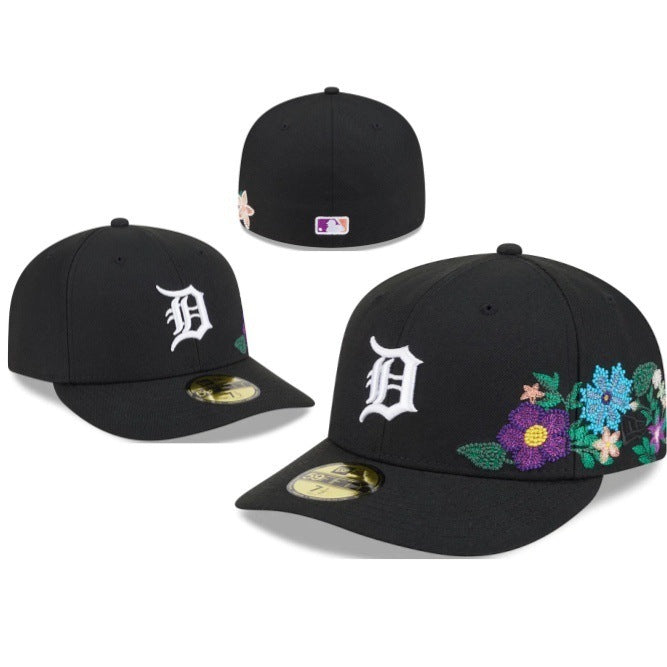 Detroit Tigers Black Floral Flat Brim Cap