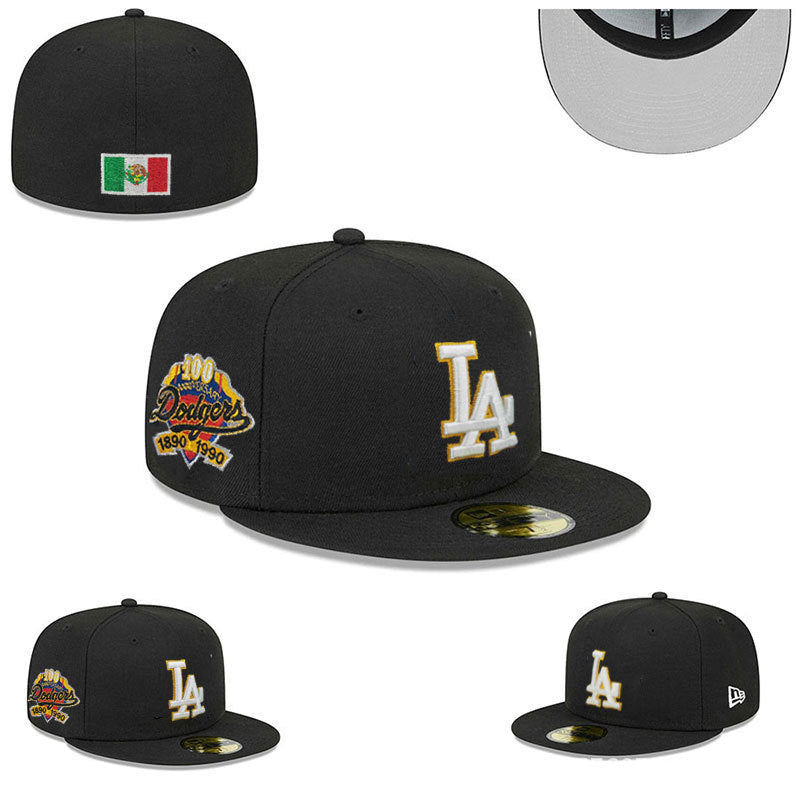 Los Angeles Dodgers Black Gold Flat Brim Cap