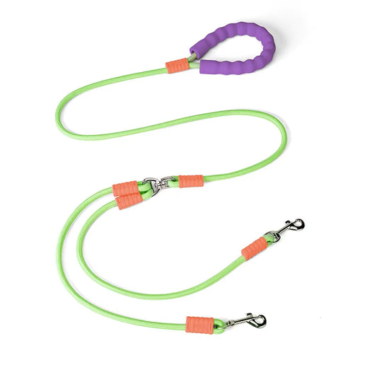 1.5M Pet Double Leash 2 Way Couplers Dog Leash Rope Elastic Extended Pet Leash Belt Outdoor Training for Two Double Dogs Leashes