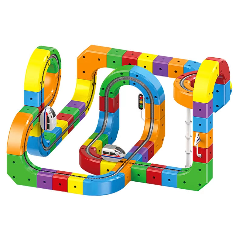 Children Magic Track Train Electric Assembled Building Blocks Magnetic Rail Car Maze Educational Toys for Kids Christmas Gifts