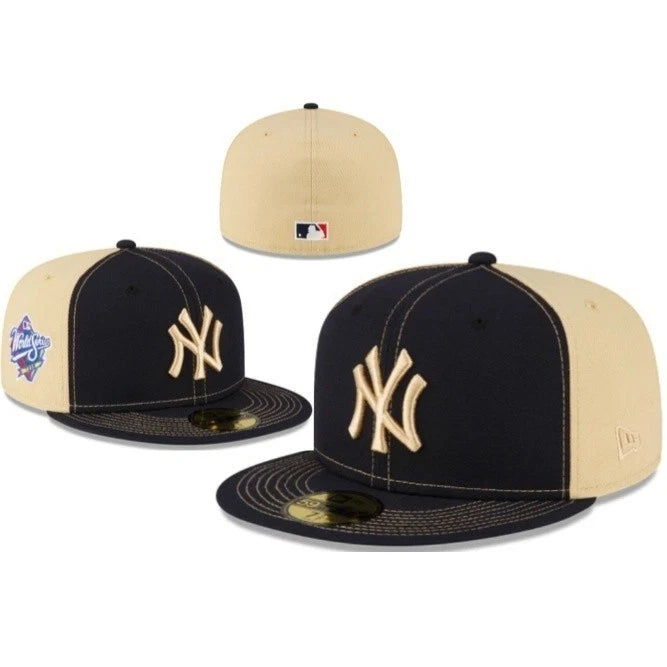 New York Yankees Black Cream Two Tone Flat Brim Cap