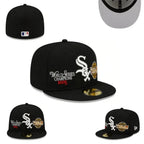 Chicago White Sox Black Floral Side Patch Fitted Cap