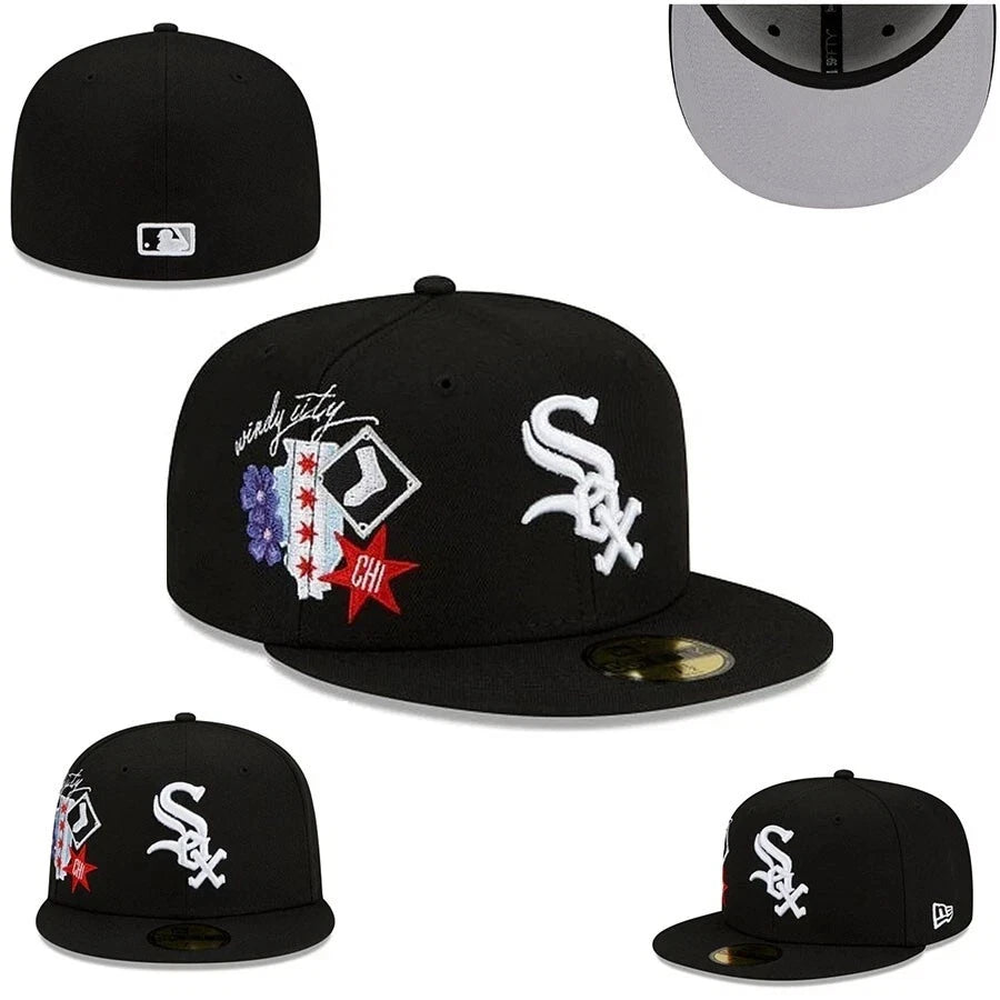 Chicago White Sox Black Diamond Side Patch Fitted Cap
